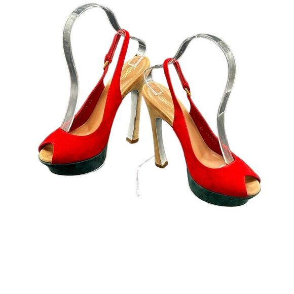 Yves Saint Laurent Shoes - Yves saint Laurent suede peep toe platform